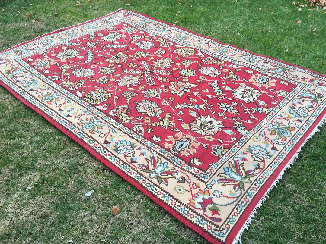 Unique Rug Vintage Large Rug Bohemian Floor Rug Handwoven Kilim Etsy