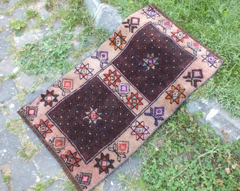 Mini Rug, Handmade Small Rug, Doormat Rug, Turkish Rug, 83 x 51 cm = 2.7 x 1.6 Ft, Bath Mat Rug, Entry Rug, Boho Decor, Free Shipping