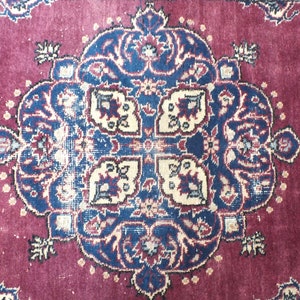Hand Knotted Rug, Turkish Purple Rug, Anatolian Wool Rug, Bohemian Floor Rugs, Oriental Area Rug, 199 x 112 cm 6.5 x 3.6 ft, FREE SHİPPİNG image 6