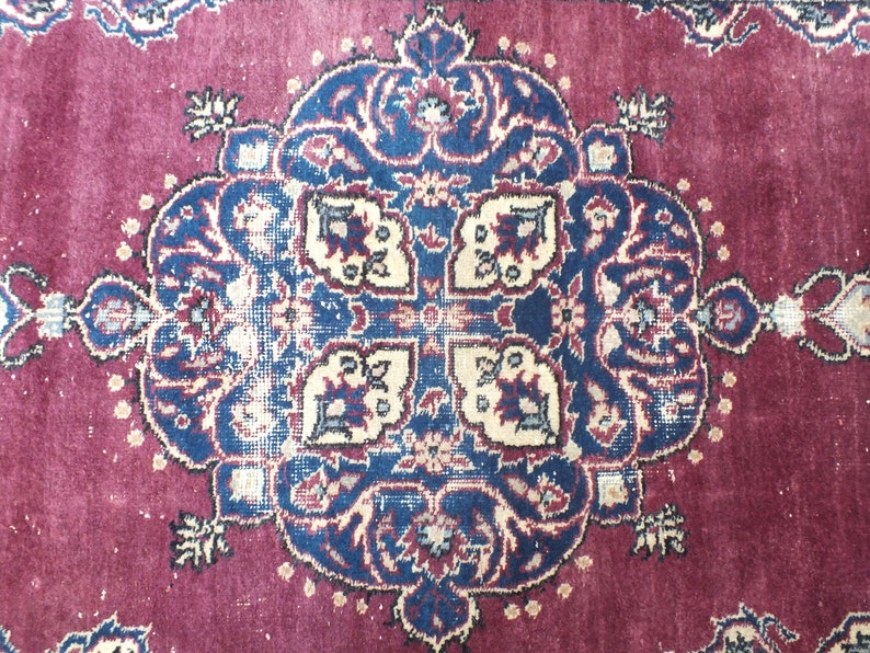 Hand Knotted Rug, Turkish Purple Rug, Anatolian Wool Rug, Bohemian Floor Rugs, Oriental Area Rug, 199 x 112 cm 6.5 x 3.6 ft, FREE SHİPPİNG image 6