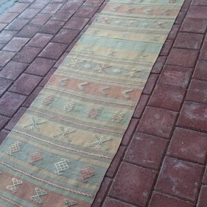 Pastel Color Rug, Rug Runner, Soft Color Rug, Oushak Rug, 290 x 70 cm = 9.5 x 2.2 ft, Boho Decor, Hallway Rug, Kilim Rug, Free Shipping