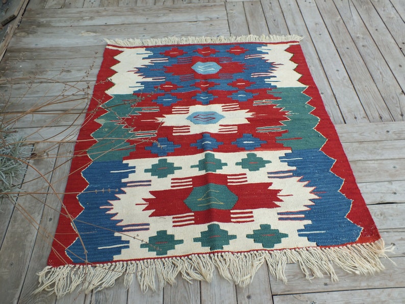 Anatolian Rug Home Decor Turkish Kilim 105 X 87 cm = 3,4 x 2,8 ft Free Shipping Kilim Rug Small Kilim Boho Rug Vintage Kilim