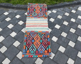 Tapis de sacoche turc, tapis décoratif fait main, 50 x 137 cm // 1,6 x 4,4 pi, tapis kilim, kilim oriental, tapis vintage, tapis de sol bohème