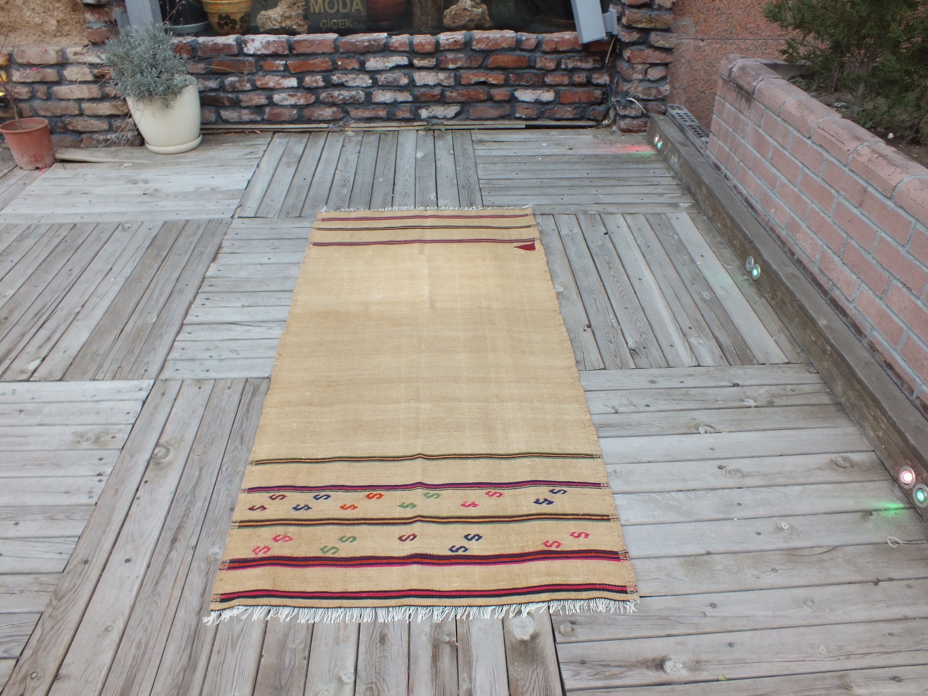 Natural Rug, Oushak Kilim, Organic Wool Kilim 170 X 82 cm 5, 5 2, 6 Pi, Turc, Tapis de Secteur Vinta