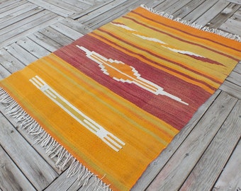 Vintage Home Decor Kilim Handwoven Rug Vintage Kilim Rug Orange Kilim Rug Oriental Area Rug FREE SHIPPING, 114 x 89 cm = 3.7 x 2.9 ft