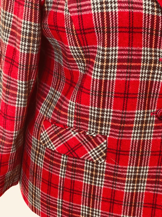 Vintage Sag Harbor Wool Red and Beige  Plaid Jack… - image 3