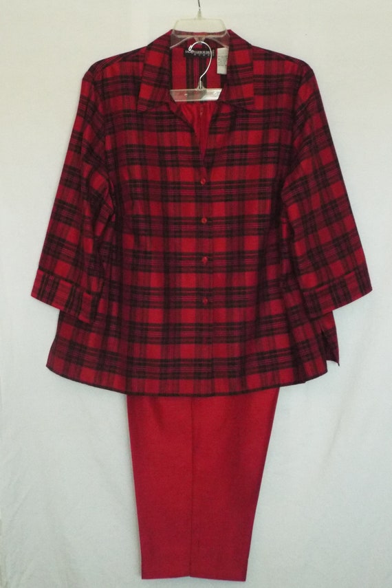 Sag Harbor Dress Women Deep Red and Black Plaid Ma