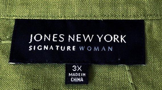 Vintage Jones New York Embrorided Olive Green Lin… - image 5