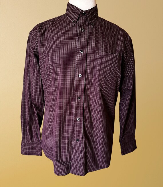 men's burgundy plaid dress shirt RUBEN | Cabernet | Button Down Dress Shirts for Shorter Guys main image 0