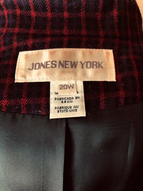 Vintage Jones New York Wool Navy and Deep Red Sma… - image 5