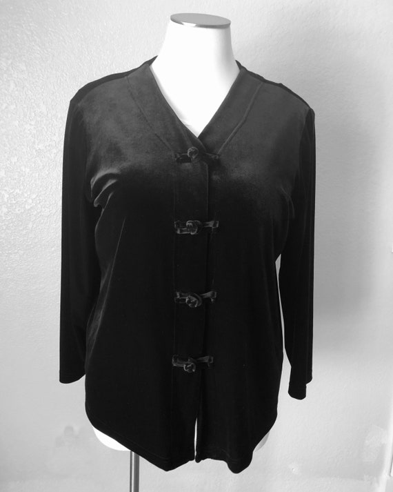 Vintage Coldwater Creek Black Velvet Jacket With F