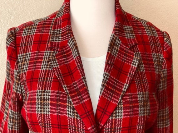 Vintage Sag Harbor Wool Red and Beige  Plaid Jack… - image 2