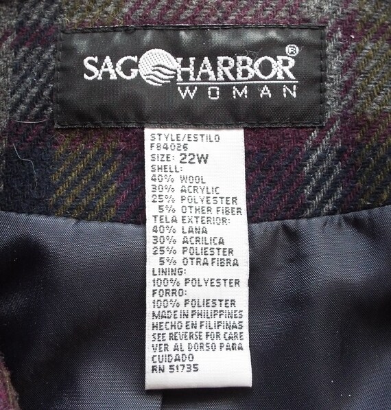 Vintage Sag Harbor Wool Purple Plaid Jacket Size 22W - Etsy