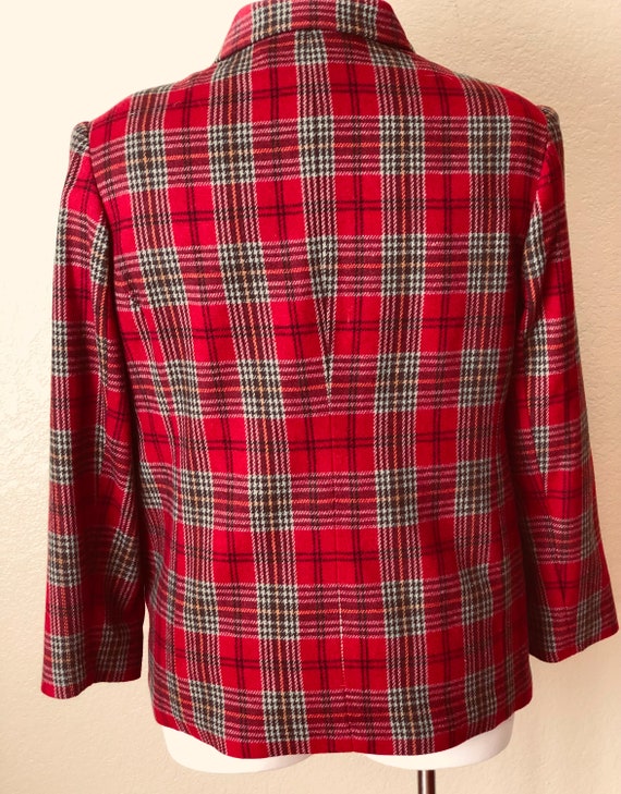 Vintage Sag Harbor Wool Red and Beige  Plaid Jack… - image 5