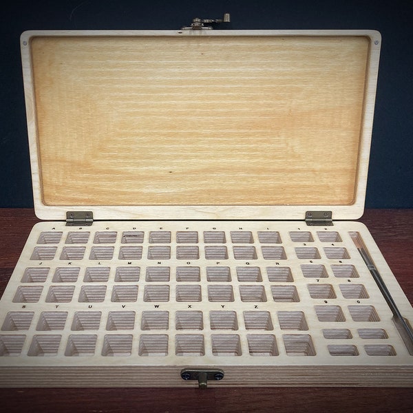 Buchstaben Stempel Holzkiste, Buchstaben Aufbewahrungsbox, Schrift Aufbewahrungsbox, Stempelmaschine