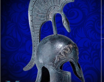 Mini Greek Spartan Helmet - Ironwork Style - with Stand and Optional Custom Engraving
