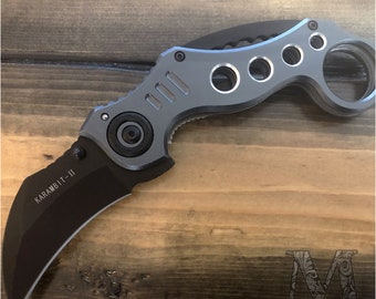 Custom-Engraved Kestrel Folding Karambit Knife with 3CR13 Steel Blade