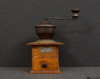 An Antique Wooden PD Coffee Grinder