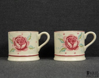 A Pair of Bridgewater Mugs with a Decoration of Pink Roses