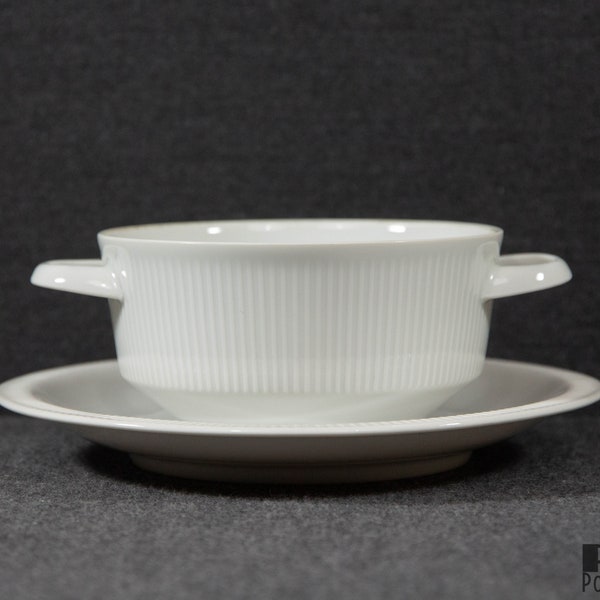 A Beautiful White Porcelain Arzberg Series 2075 Secunda Large Soup Cup and Saucer