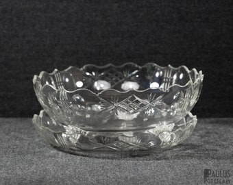 A Rare Antique Cut Crystal Two Piece Fruit Strainer