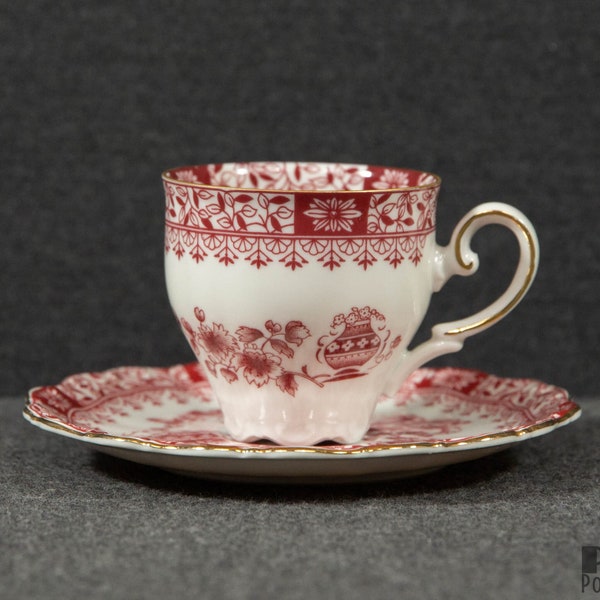 A Seltmann Weiden  Theresia Red  Demitasse Cup and Saucer, Espresso Cup and Saucer or Small Cup and Saucer