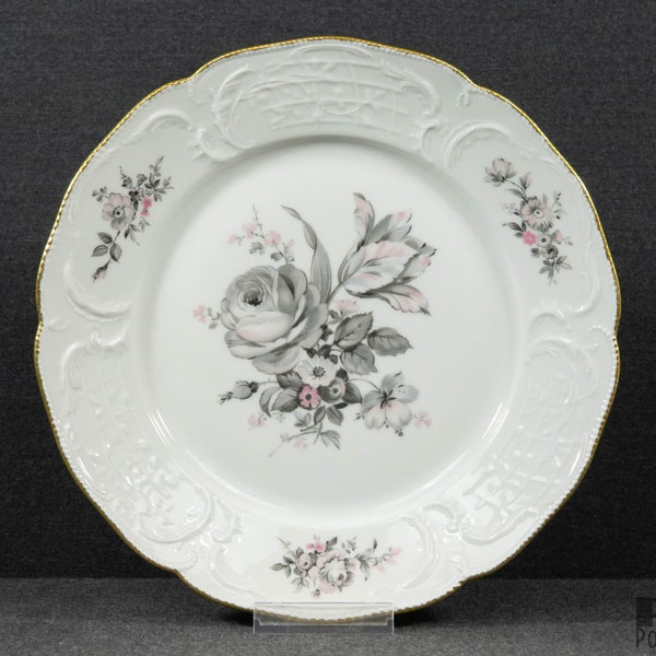 A Rosenthal Sanssouci Grey Rose Dinner Plate, Beautiful Vintage Porcelain