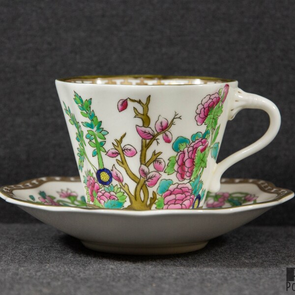 A Beautiful Coalport Indian Tree Coffee Cup and Saucer made of Fine Bone China