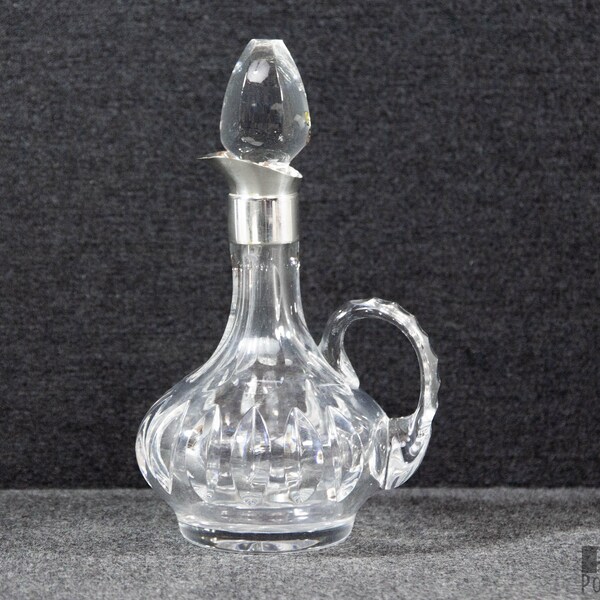 A Beautiful Antique Clear Cut Crystal Jug or Small Carafe with a .835 German Silver Sprout