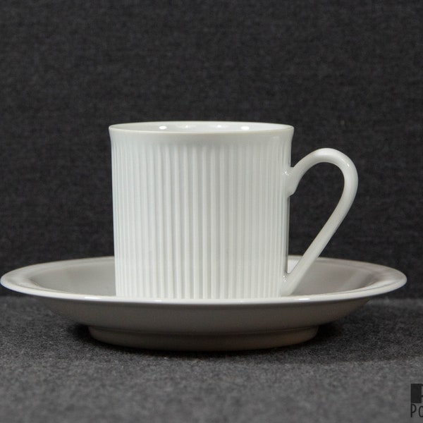 A Beautiful White Porcelain Arzberg Cannelee or Series 2075 Secunda Coffee Cup and Saucer