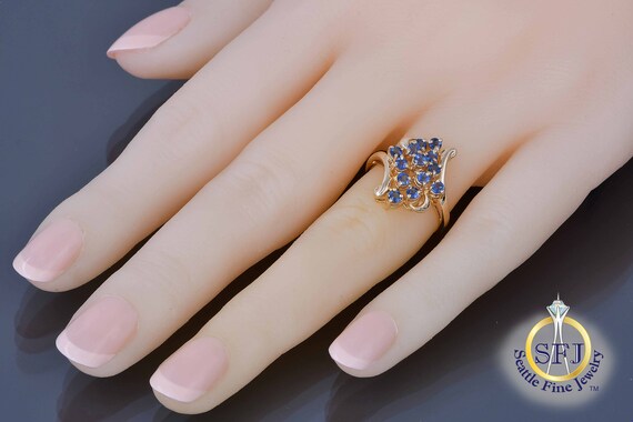 Natural Sapphire Filigree Scroll Cluster Ring, So… - image 5