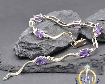 Amethyst and Diamond Bracelet, White Gold