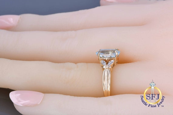 Aquamarine and Diamond Ring, Solid Yellow Gold - image 6