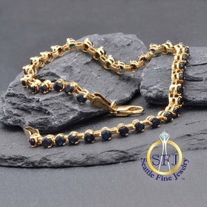 Natural Sapphire and Diamond Restored Vintage Bracelet, Solid 14K Yellow Gold. Appraised Value USD 2,185