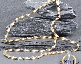 Fancy Twisted Necklace, Solid Sterling Silver and Yellow Gold Plated