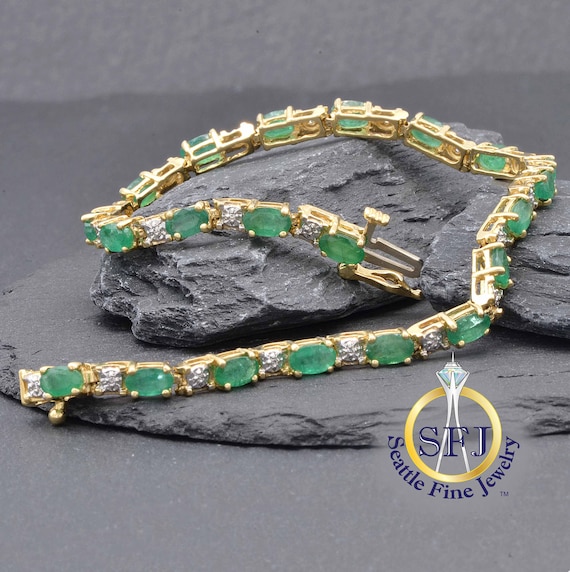High End Natural Emerald and Diamond Bracelet, Sol