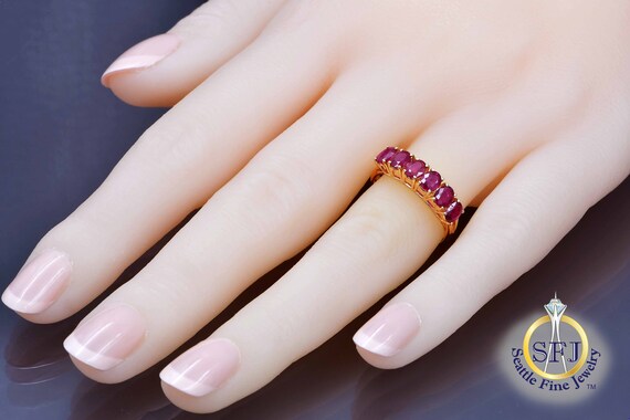 Natural Ruby Ring, Solid 14k Yellow Gold - image 5