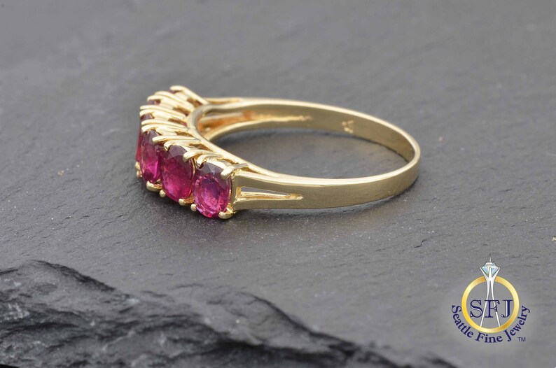 Natural Ruby Ring, Solid 14k Yellow Gold image 3