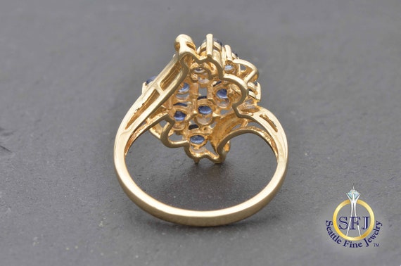 Natural Sapphire Filigree Scroll Cluster Ring, So… - image 4
