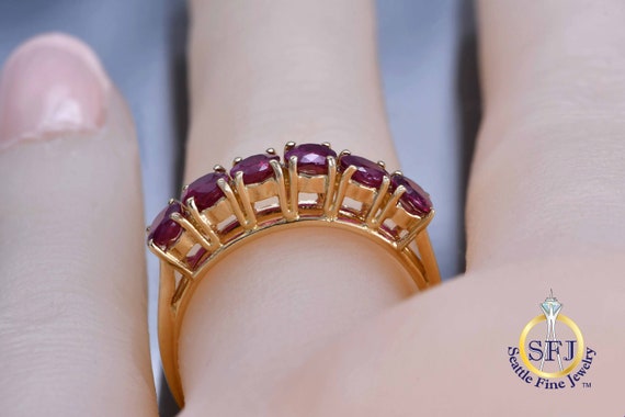 Natural Ruby Ring, Solid 14k Yellow Gold - image 7