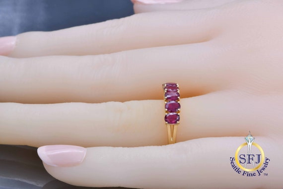 Natural Ruby Ring, Solid 14k Yellow Gold - image 6