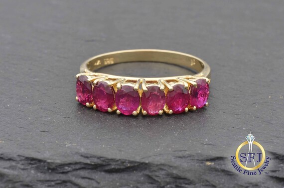 Natural Ruby Ring, Solid 14k Yellow Gold - image 9