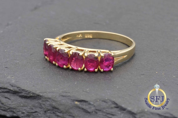 Natural Ruby Ring, Solid 14k Yellow Gold - image 2