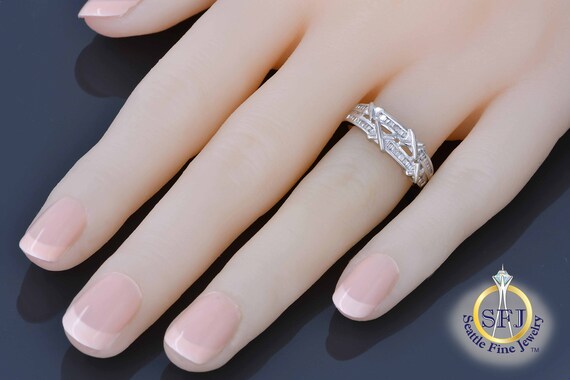 Diamond XOX White Gold Band Ring - image 5