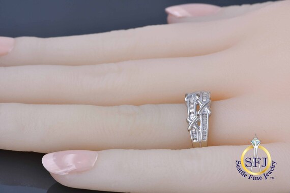 Diamond XOX White Gold Band Ring - image 6