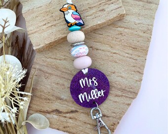 Personalised kookaburra lanyard | Custom name lanyard | Personalised gifts for teachers | Australian birds lover