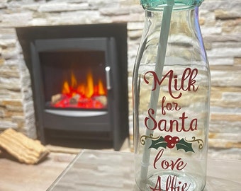 Personalised milk for Santa bottle *green*yellow*blue*pink