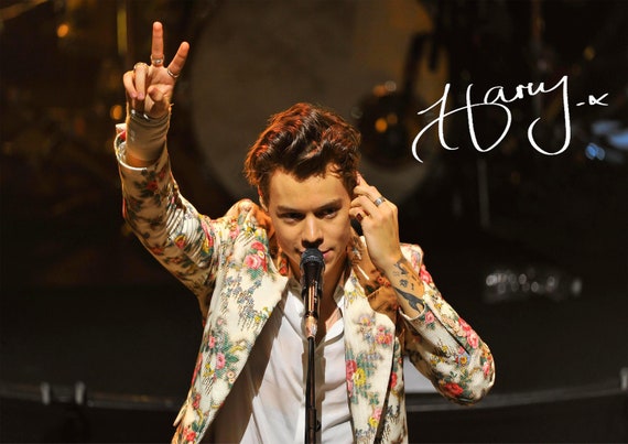 the signature shop signed harry styles mount autograph print a4 artwork home kitchen arcadiawinds com