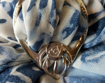 Scottish Pewter Rennie Mackintosh Rose Scarf Ring. Made in Scotland.