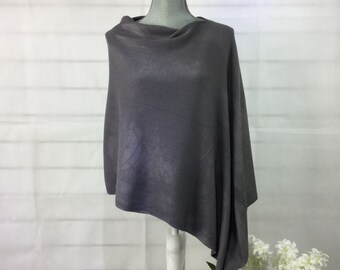 Grey soft knit luxurious lightweight poncho